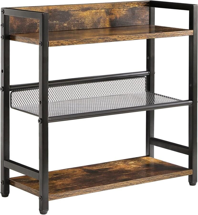 JGS 3-laags kruidenrek industrieel toonbankrek bureau-opslagorganisator staand kruidenrek voor aanrecht keuken kantoor woonkamer bureau rustiek bruin