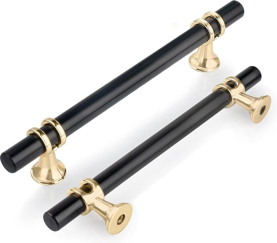 JGS 6 stuks 128 mm meubelgrepen zwart goud deurgrepen ladegrepen keukengrepen kastgrepen kledingkast trekt handgrepen gouden zinklegering inclusief schroeven