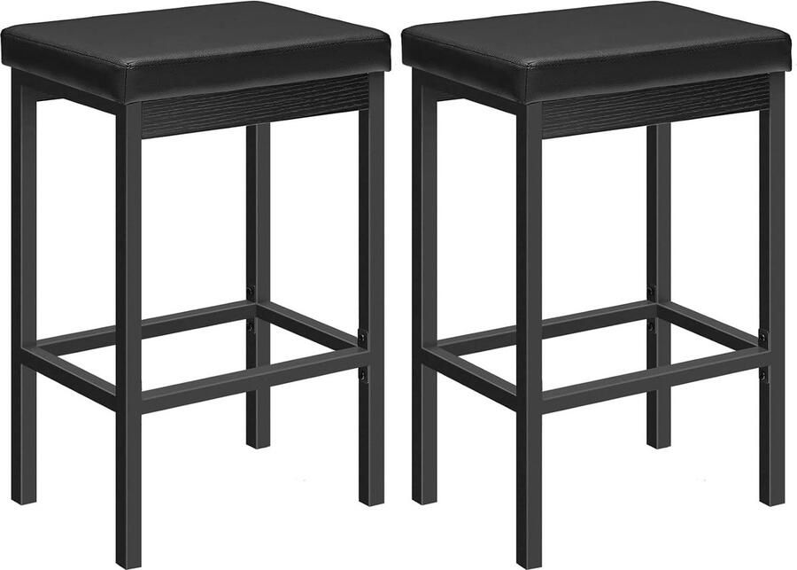 JGS Barkruk set van 2 barstoel voor de keuken keukenkruk 5 cm goed gevoerde zitting 63 cm hoog eenvoudige montage voor keuken restaurant cafetaria toonbank zwart