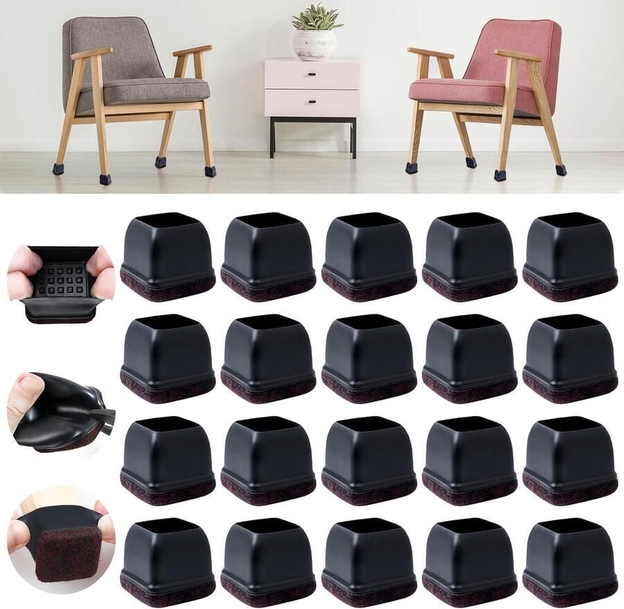 JGS Beschermende Viltkussentjes voor Stoelpoten van Zacht Elastomeer 32 Stuks