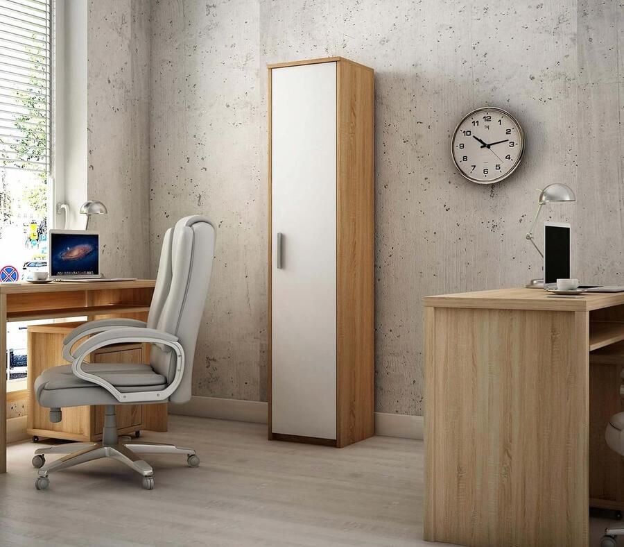 JGS Veelzijdige en Robuuste PVC en PP Harskast met 1 Deur en 3 Planken Geschikt Voor Zowel Binnen als Buiten 34 x 40 x 165 cm Grijs en Zwart