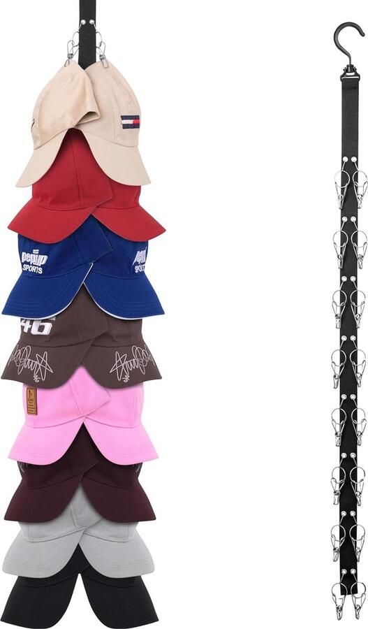 JGS Capaciteitsoplossing voor Hoeden en Petten Slimme Opbergoplossing met 32 Clips