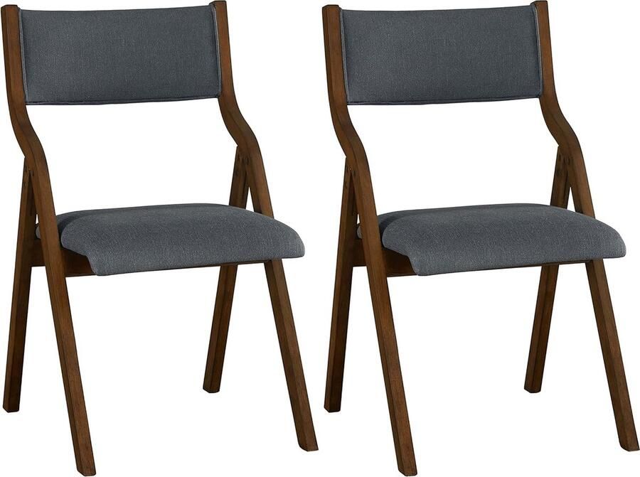 JGS Stoelenset van 2 comfortabele opvouwbare eetkamerstoelen houten frame gestoffeerde vergaderstoel voor keuken en kantoor gemakkelijk op te bergen donkergrijs zithoogte 46 cm