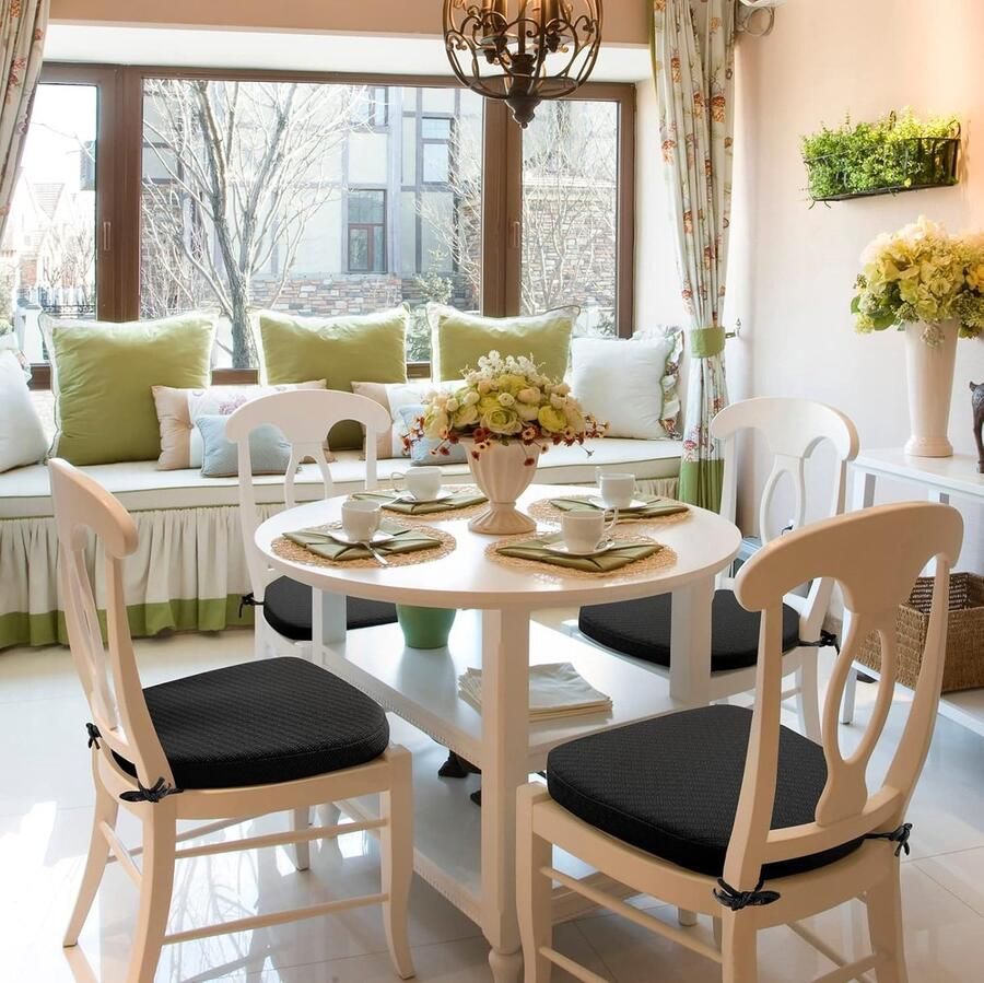 JGS Comfortabele Luxe Traagschuim Stoelkussens voor Eetkamerstoelen Set van 4 Zwart