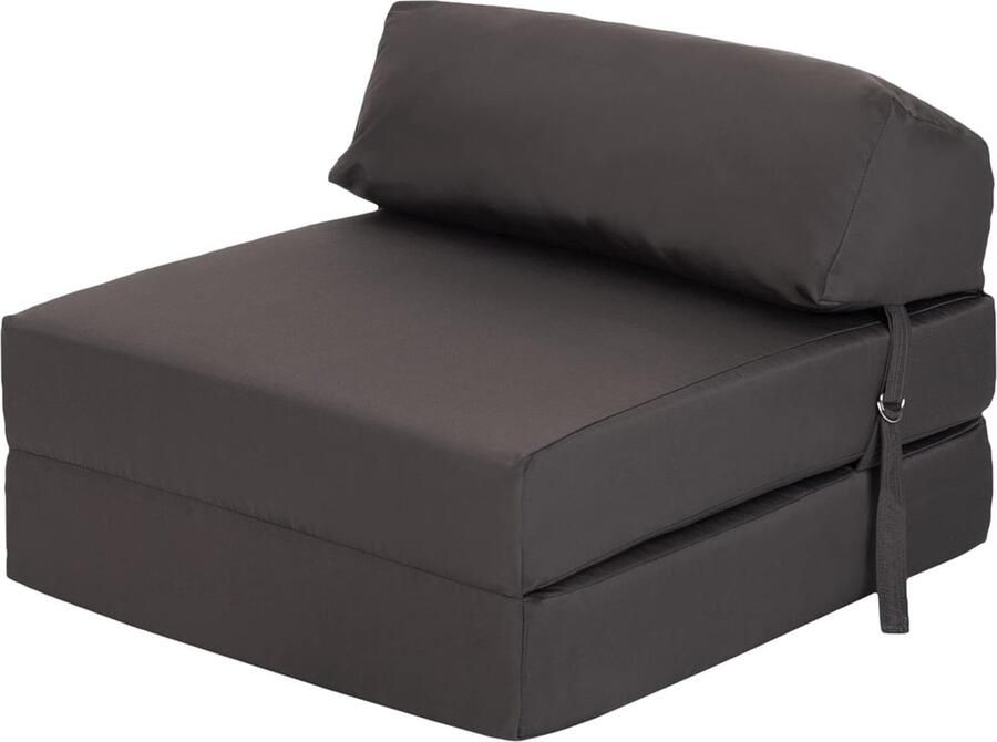 JGS Steady Bed Comfortabele Uitklapbare Z Bed Stoel Futon Slaapbank Lichtgewicht Zachte Waterafstotende Hoes Ergonomisch Ontworpen Eenpersoons Matras (Donkergrijs)