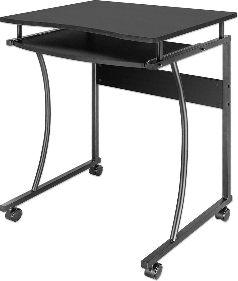 JGS Compact bureau met uitschuifbaar toetsenbordblad MDF houtvezel Zwart 600 mm B x 480 mm L x 15 mm H