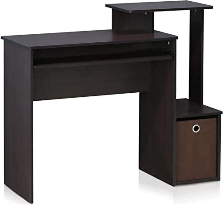 JGS Multifunctioneel computerbureau voor thuiskantoor met plank en gleuf hout donker walnoot 40 x 100 08 x 86 61 cm