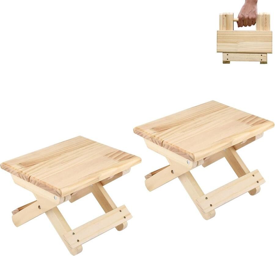 JGS Compact Opvouwbare Houten Krukjes voor Binnen en Buiten Ideaal voor Reizen en Kamperen