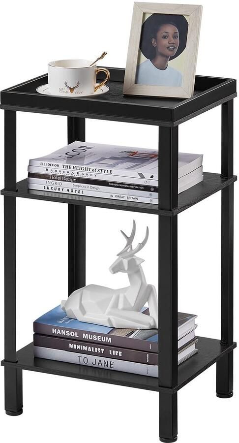 JGS Compacte en Functionele Bijzettafel voor Kleine Ruimtes met Drie Niveaus en Opslagmogelijkheden