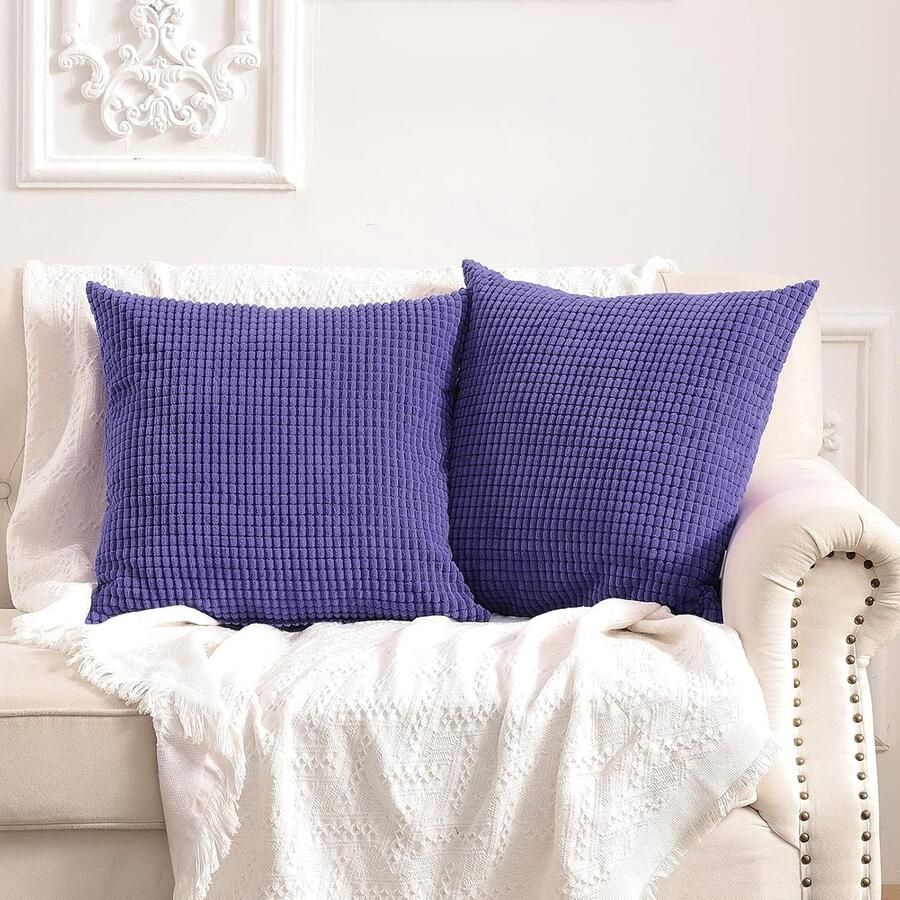 JGS Cornvormige Kussenovertrekken Set van 2 voor Bank Bed en Sofa 45 x 45 cm Lavendel