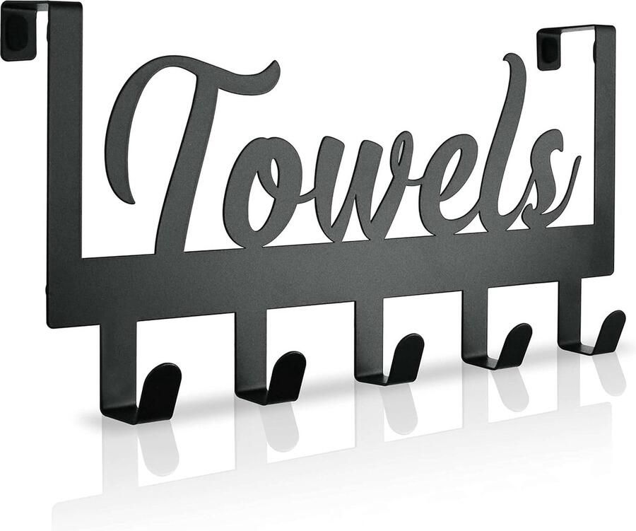 JGS Deurkapstok met 5 haken deurhaken om op te hangen kledinghaken deur voor badkamer deurhaken zwart modern mat handdoekhouder deur badkamer