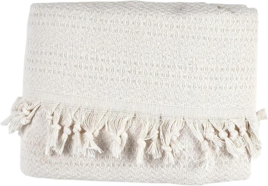 JGS Dubbelzijdige Witte Katoenen Sprei voor Bed Bank en Stoel