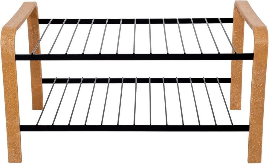 JGS Duurzaam en Stijlvol Schoenenrek in Zwart Hout Eco-vriendelijke Opbergoplossing voor Entree Hal en Kast