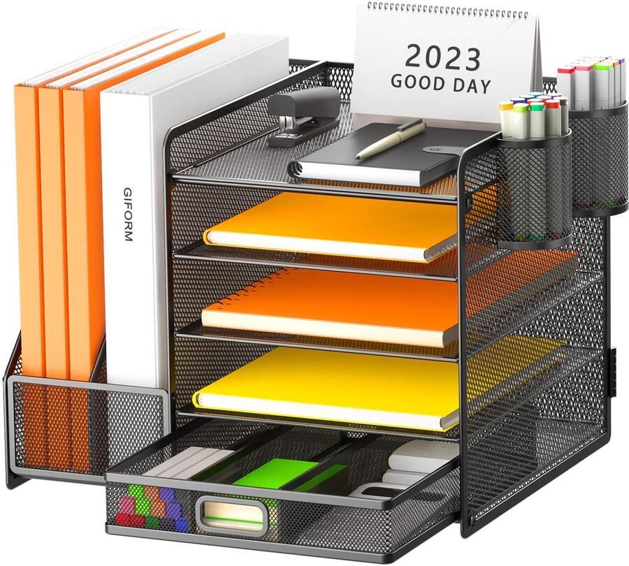 JGS Efficiënte en Ruimtebesparende Bureau Organizer met Meerdere Vakken en Penhouders