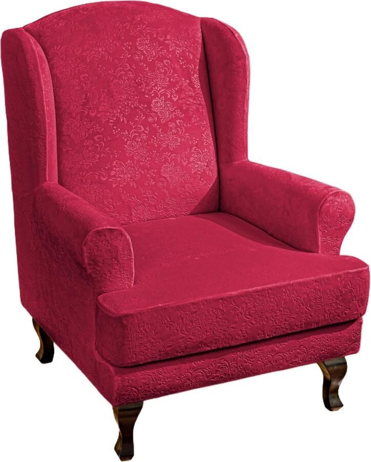 JGS Elastische Fluwelen Stoelhoes voor Luxe Zitmeubelen in Wijnrode Kleur