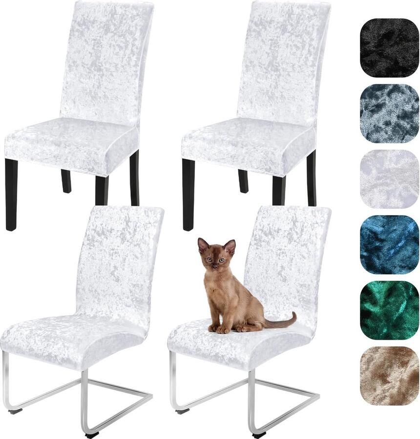 JGS Elastische Fluwelen Stoelhoezen Set van 4 6 voor Luxe en Bescherming in Huis