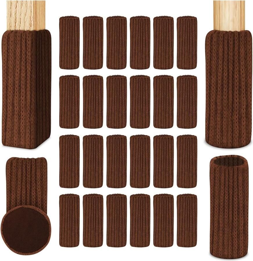 JGS Elastische Stoelhoezen met Vilt voor Meubelbescherming en Geluidsreductie Set van 24