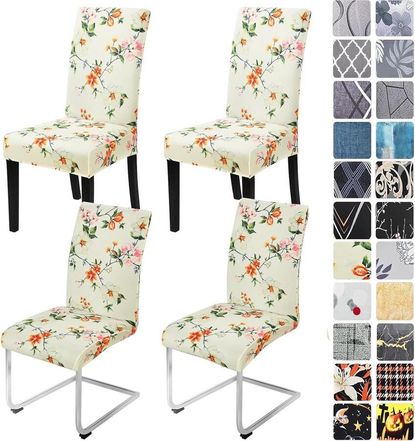 JGS Elastische Stoelhoezen Set van 4 6 Bescherming en Vernieuwing voor Eetkamerstoelen
