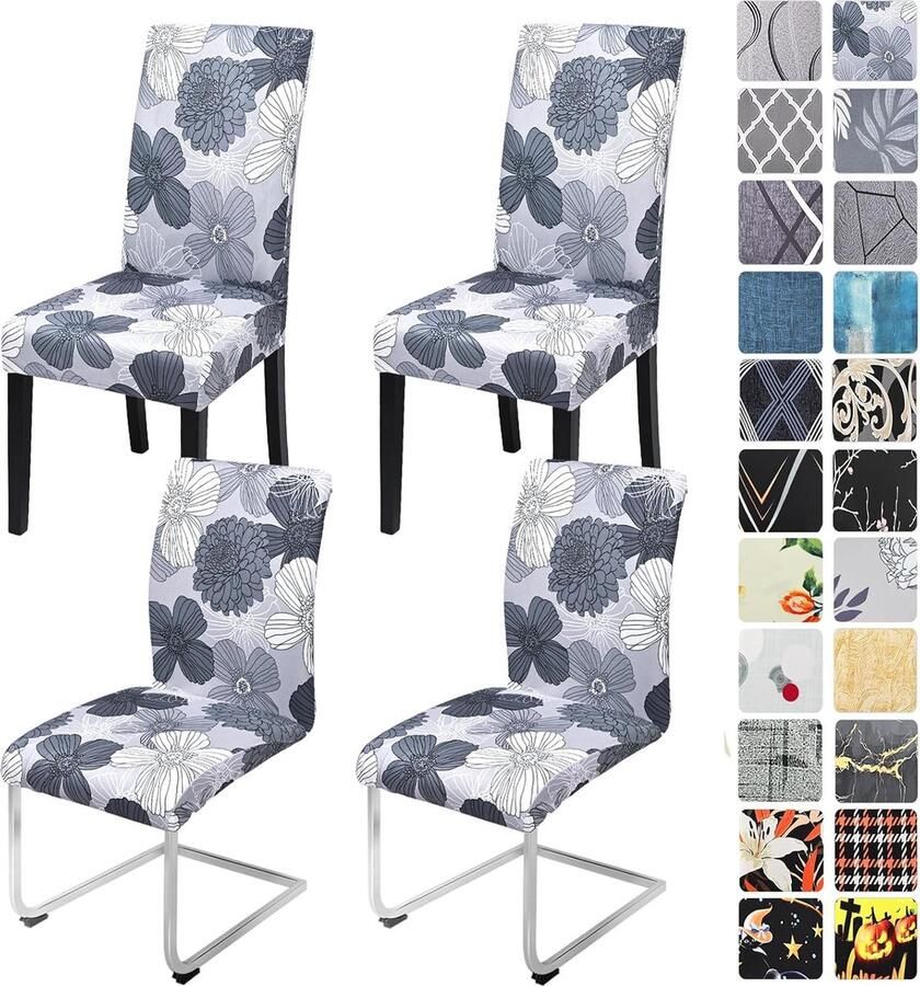 JGS Elastische Stoelhoezen Set van 4 6 Grijs Voor Eetkamer Keuken Restaurant en Hotel