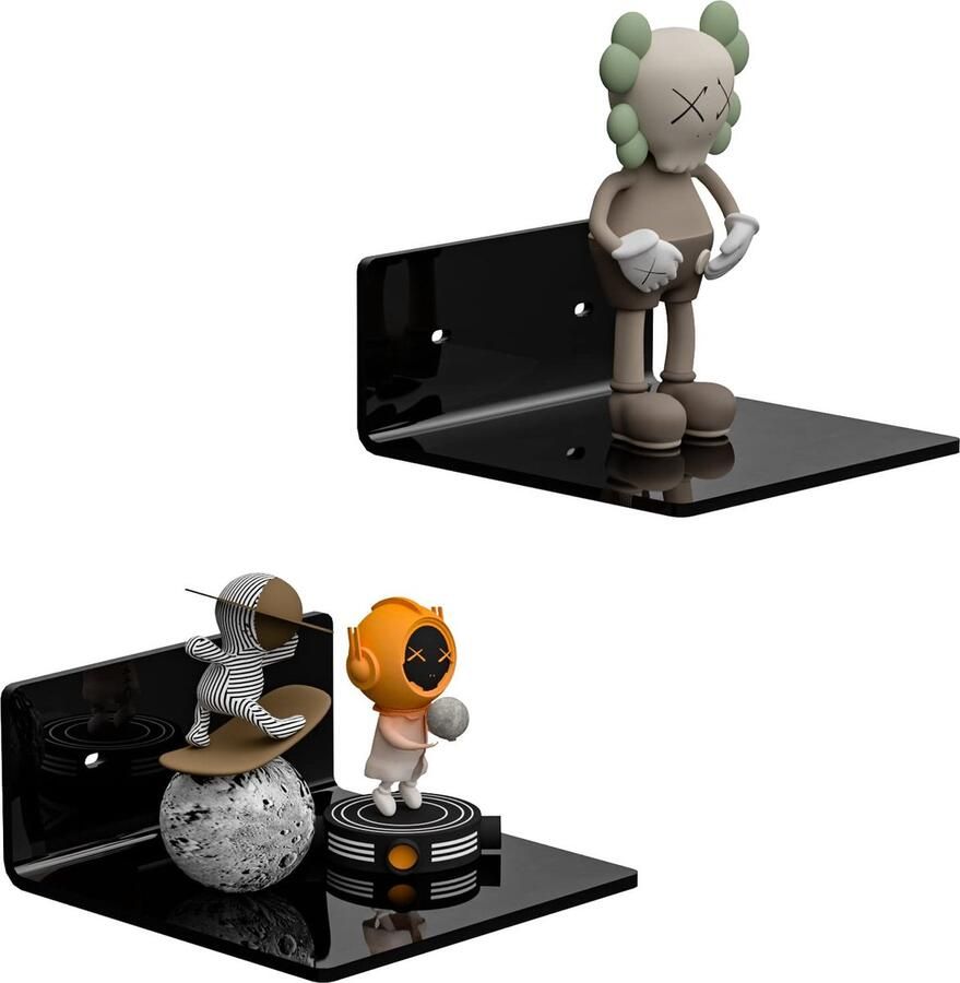 JGS Elegant en Compact Zwart Wandrek Set van 2 voor Ruimtes