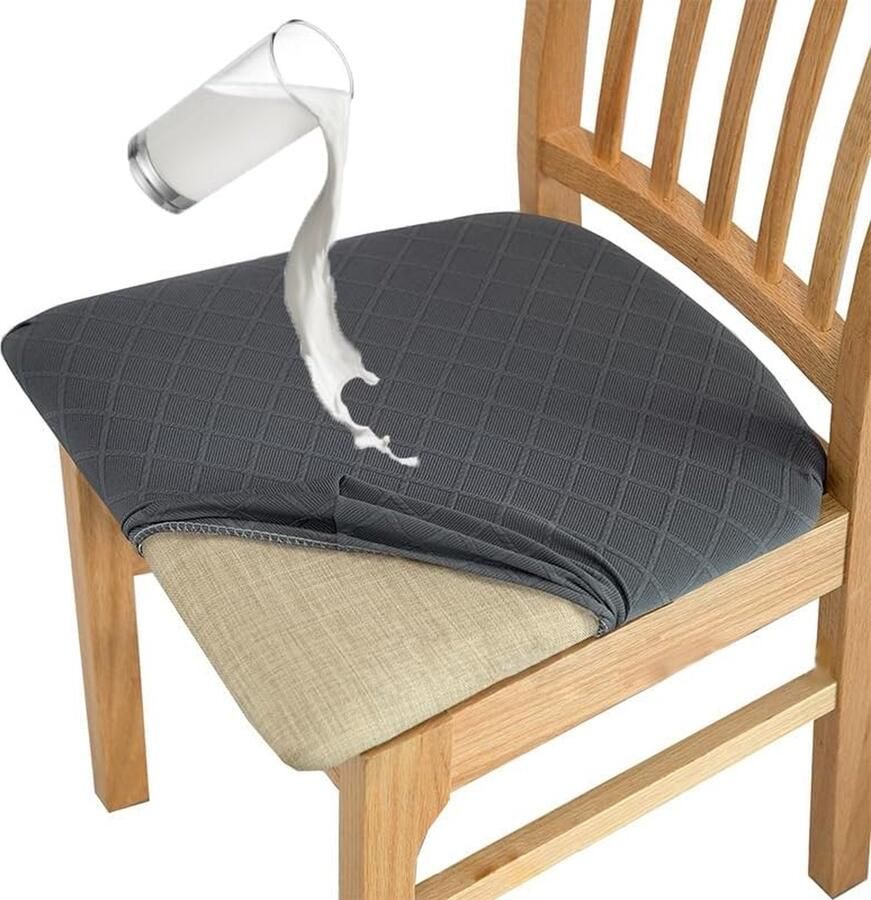 JGS Elegant en Functioneel Set van 4 Stoelhoezen voor Eetkamerstoelen met Waterafstotend Kenmerk in Donkergrijs