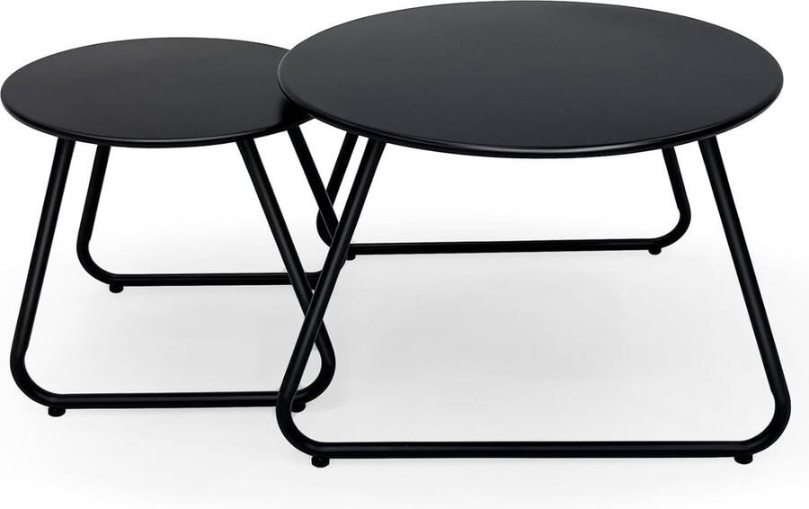 JGS Elegant Patio Outdoor Salontafel Set van 2 Duurzaam & Weerbestendig Perfect voor Terras Balkon Bistro en Binnen Zwart