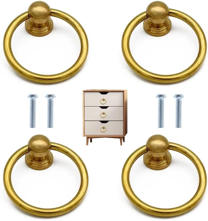 JGS Elegant Retro Stijl Ringvormige Meubelknoppen voor Interieurstijlen in Goudkleur