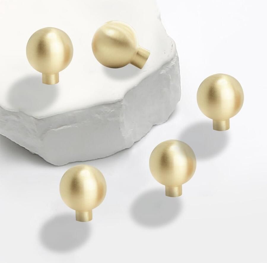 JGS Elegant Set van 5 Ronde Koperkleurige Knoppen voor Meubels en Deuren