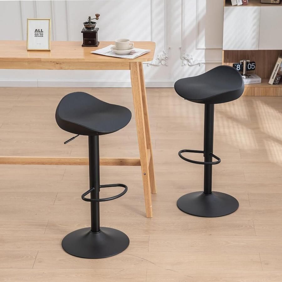 JGS -Barkruk eetkamerstoelen set van 2 zwart in hoogte verstelbaar 360° draaibaar holle barstoelen van kunststof en metaal voor thuis keuken aanrecht bistro 38 5 x 40 x 66 90