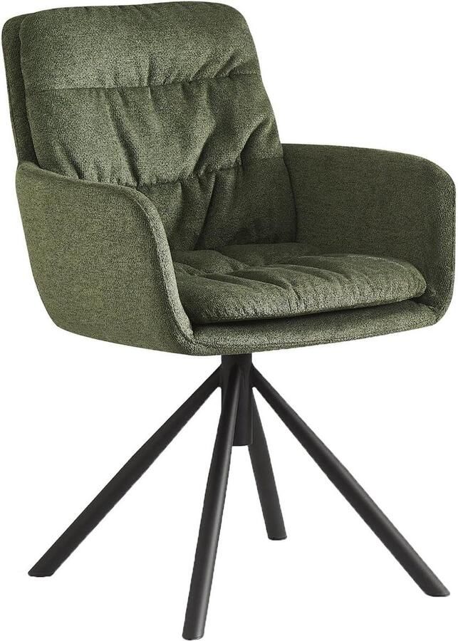 JGS Groene Draaibare Eetkamerstoel met Bekleding Industrieel Modern Retro Design voor Woonkamer en Kantoor