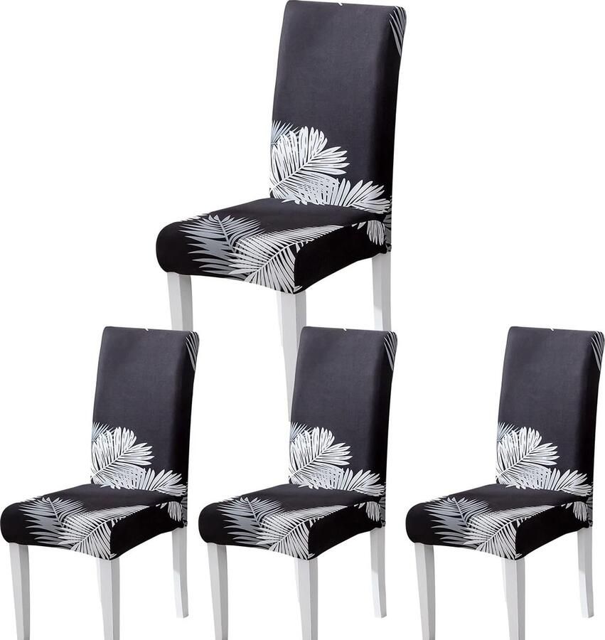 JGS Elegante en Universele Stoelhoezen voor Eetkamerstoelen Set van 4 Zwart