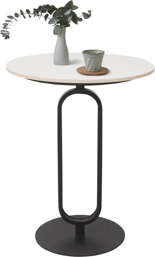 JGS Ronde bijzettafel marmeren salontafel bijzettafel salontafel kleine salontafel bijzettafel voor bank bijzettafel metaal zwart voor woonkamer slaapkamer laptoptafel salontafel