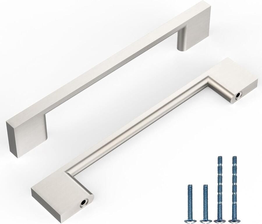 JGS Elegante Meubelgrepen Set van 10 voor Keukens en Kasten Brushed Nickel 128 mm