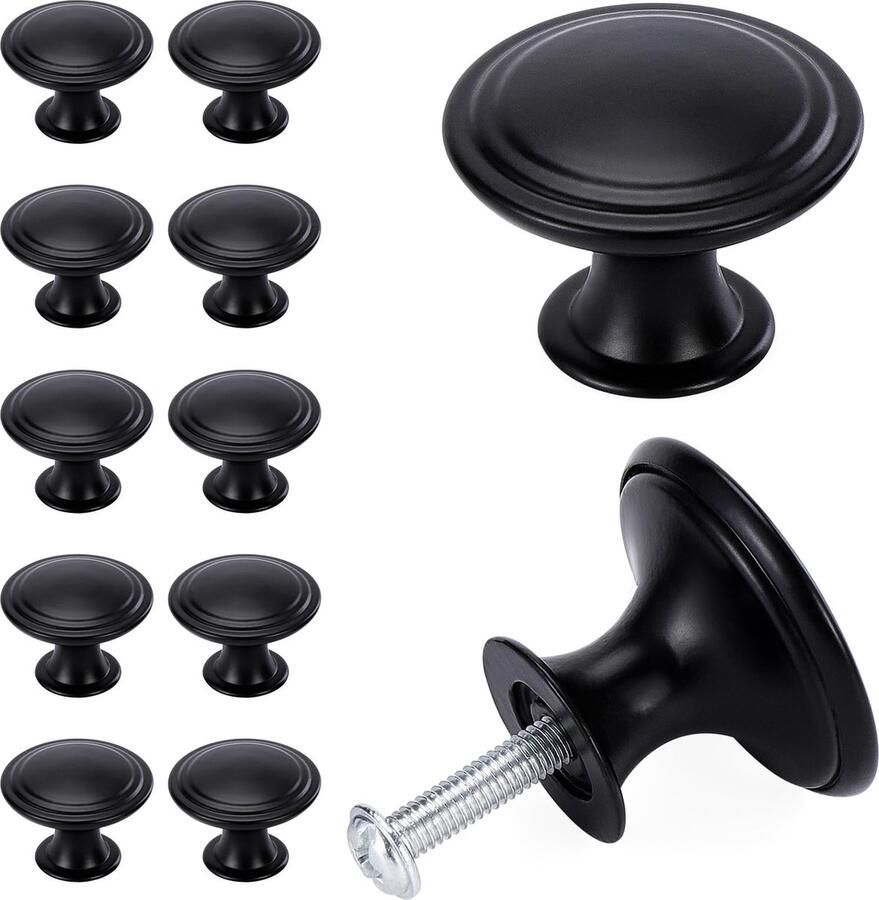 JGS Elegante Set van 12 Antiek Uitziende Ronde Deurknoppen voor Meubels en Kasten