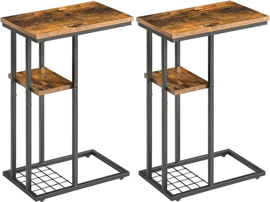 JGS Elegante Set van 2 Multifunctionele Bijzettafels met Opbergruimte voor Woonkamer en Slaapkamer