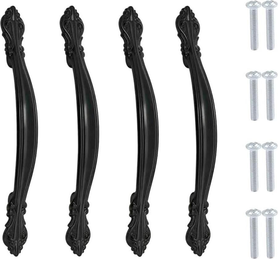 JGS Elegante Zwarte Kastgrepen Set van 4 voor Deuren en Lades