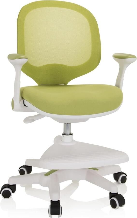 JGS Ergonomisch Ontworpen Kinderbureaustoel met Voetensteun Groen Wit Duurzaam en Verstelbaar
