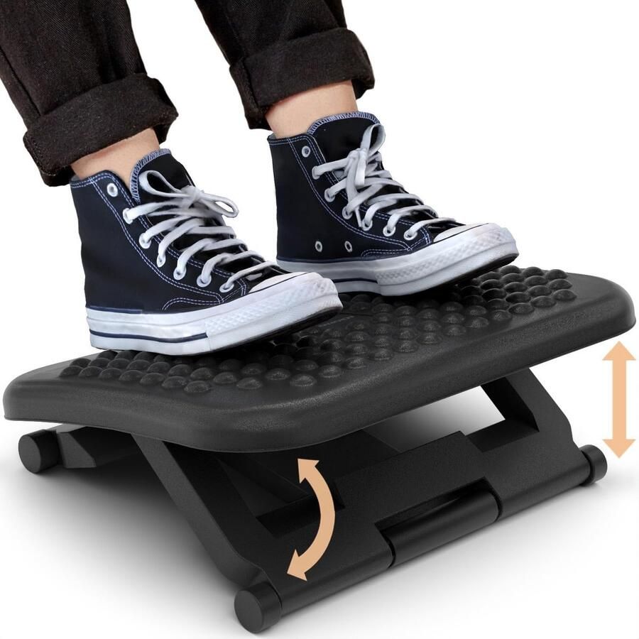 JGS Ergonomische Voetensteun voor Bureau met Verstelbare Hoogtes en Massageoppervlak