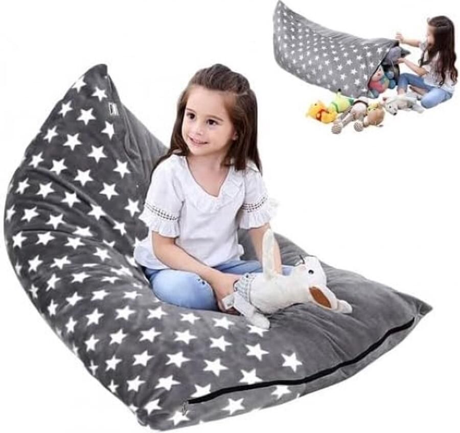 JGS Extra Grote Opbergzak voor Knuffels en Speelgoed met Comfortabele Zithoek