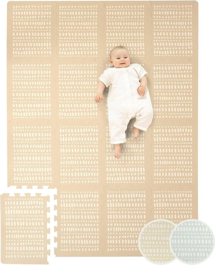 JGS Extra Grote Zachte Puzzel Speelmat voor Baby's in Hygge Stijl 16 XL Panelen met Randen