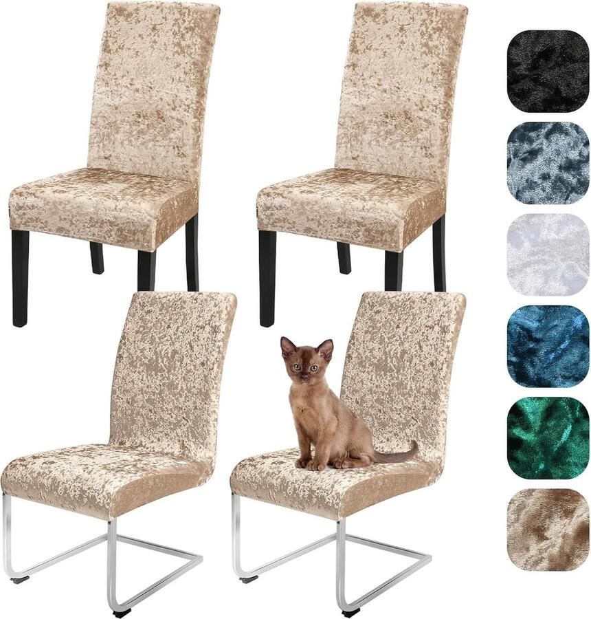 JGS Fluweelzachte Stoelhoezen Set van 4 6 voor Stoelen