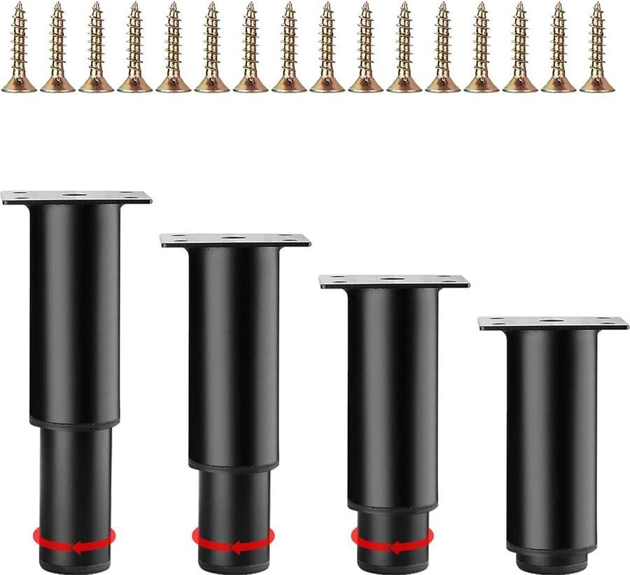 JGS Fraaie Set van 4 Metalen Meubelpoten Verstelbare Hoogte voor Meubels