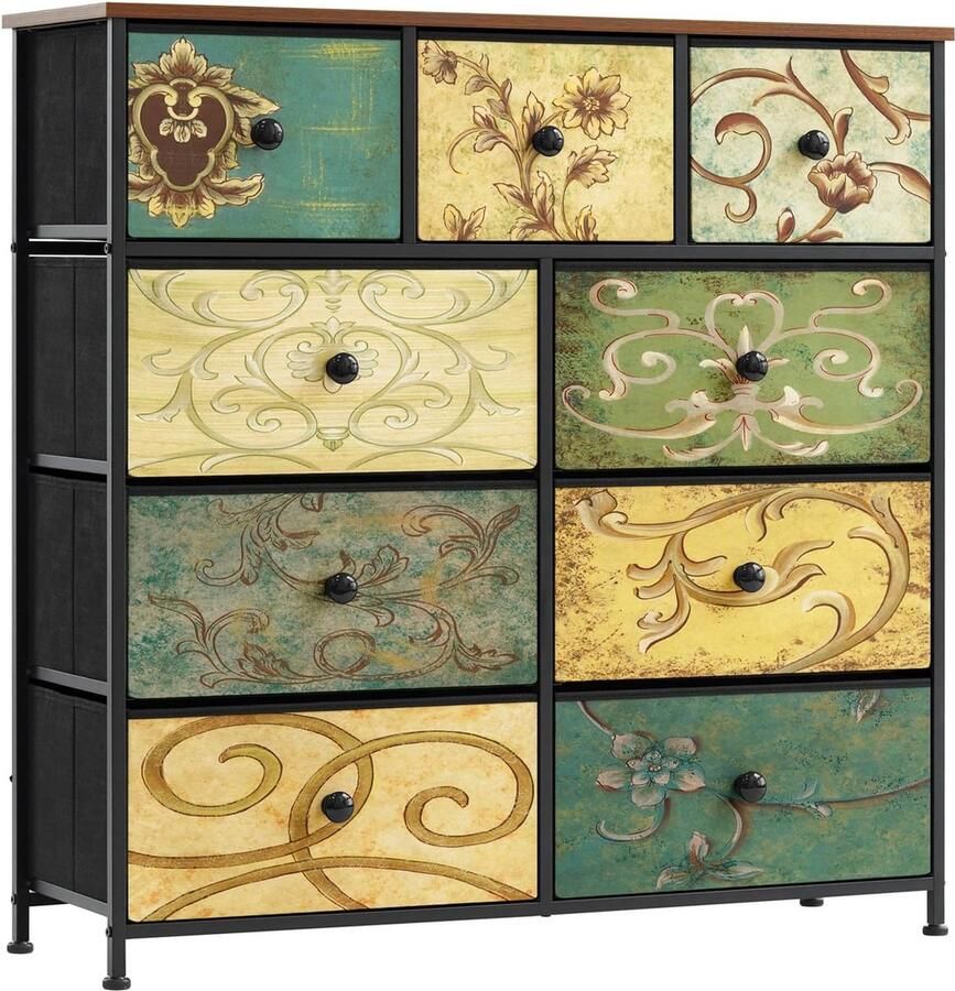 JGS Ladekast van stof dressoir woonkamer met 9 stoffen lades ladekast slaapkamer gang commode kast gangkast voor keuken kantoor gang slaapkamer