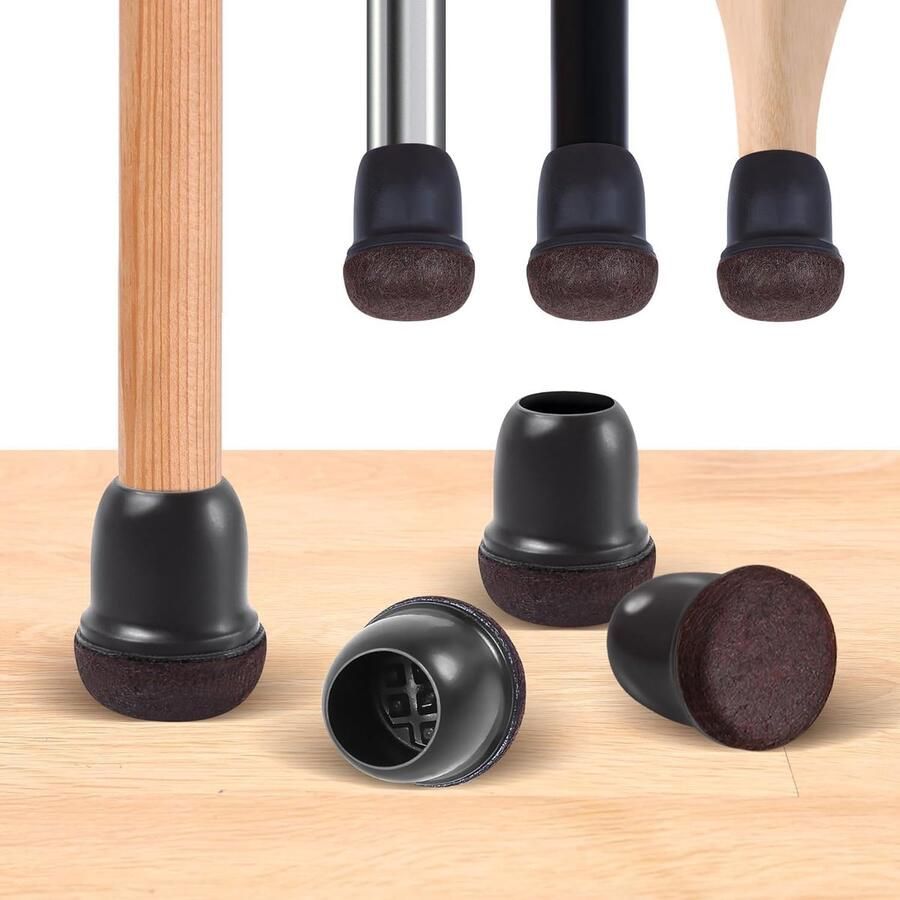 JGS Furniture Beschermers voor Stoelpoten Zwart Siliconen Vilt Glijders voor Meubels Zonder Geluid of Krassen
