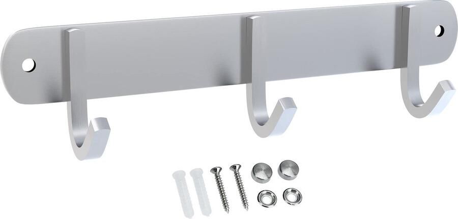 JGS Garderobehouder van Roestvrij Staal met Drie Haken en Klassiek Ontwerp voor Thuisgebruik