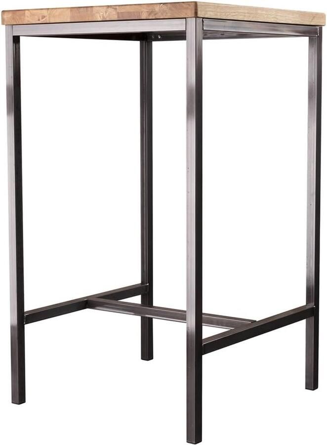 JGS Elegante Industriële Bartafel met Massief Eiken Tafelblad en Handgelast Stalen Frame