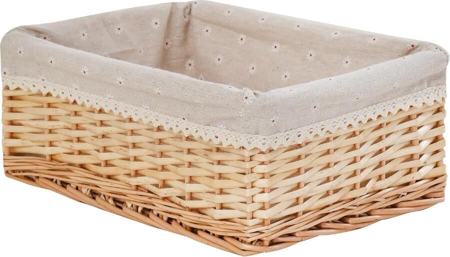 JGS Handgemaakte Natuurlijke Rieten Opbergmand Rechthoekig Klein Formaat voor Veelzijdig Gebruik