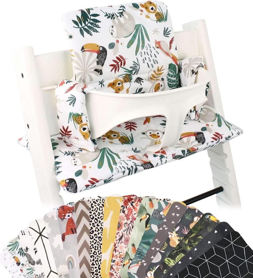 JGS Handgemaakte Zitkussen voor Kinderstoel met Kleuren en Patronen Eenvoudig te Reinigen en Te Bevestigen