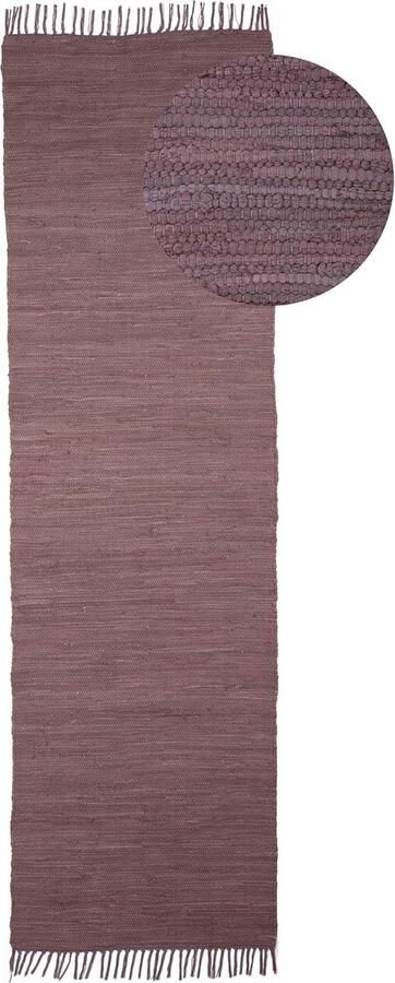 JGS Handgeweven Katoenen Kelim Chindi Vloerkleed in Mauve met Franjes voor Elke Ruimte