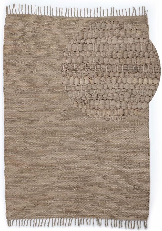 JGS Handgeweven Katoenen Vloerkleed in Boho Stijl met Patchwork en Franjes voor Woonkamer